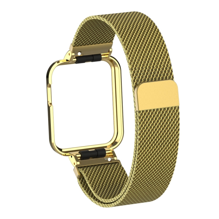 Magnetic Milanese metal watchband, olive mesh strap with gold-tone clasp