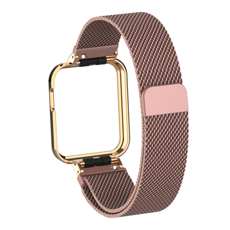 Magnetic Milanese metal watchband, brown mesh strap with rose gold-tone clasp