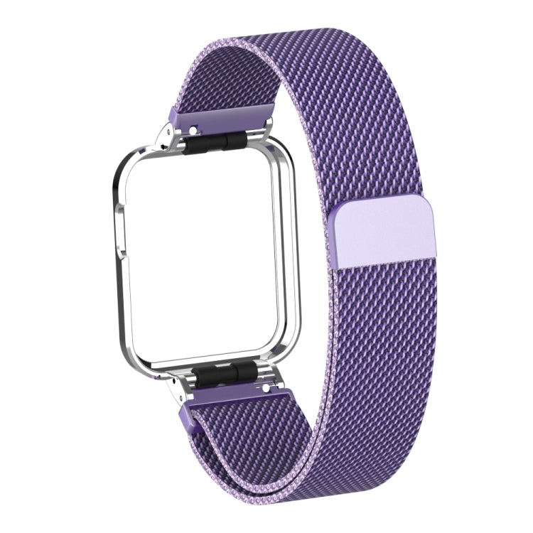 Magnetic Milanese metal watchband, lavender mesh strap with silver clasp