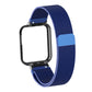 Blue milanese magnetic metal watch band with black frame and clasp