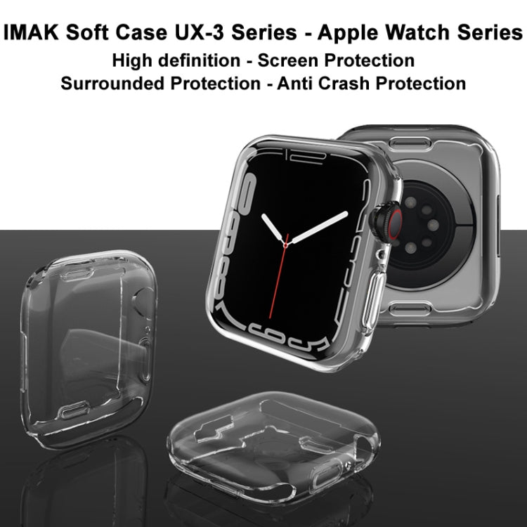 Clear TPU protective case set for smartwatch, showing front, back, and side coverage pieces.