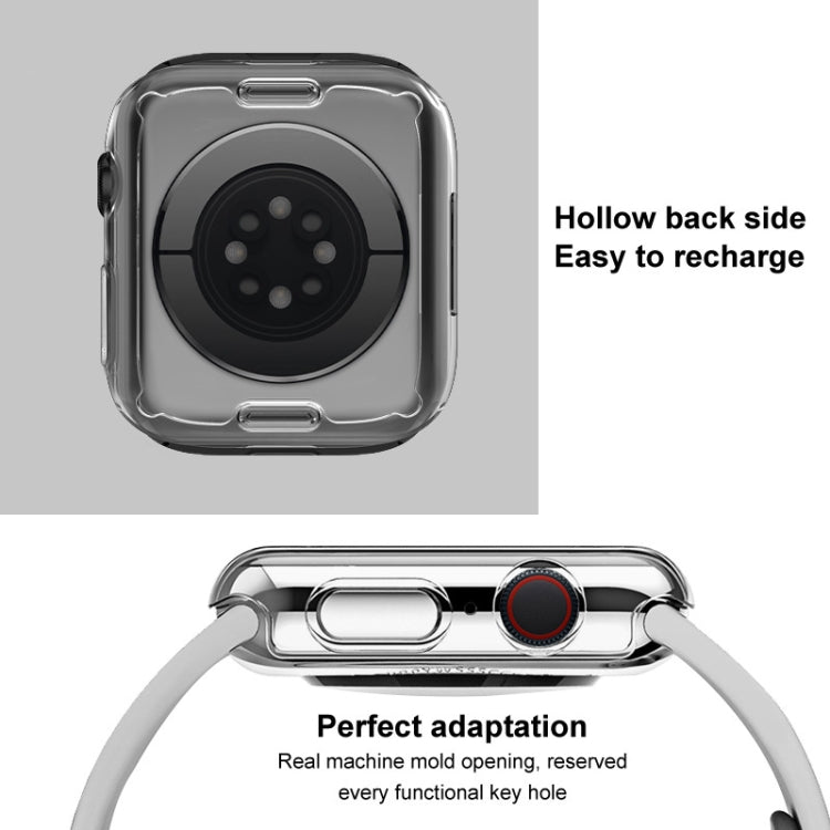 Gray TPU smartwatch case with open rear speaker area and raised charging port cutout.