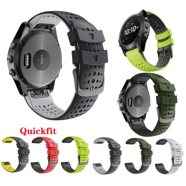 Two-color silicone quick-release watchband set with perforated strap and quick-release pins