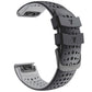 Two-color silicone quick-release watchband with light-gray perforated strap and dark-gray buckle
