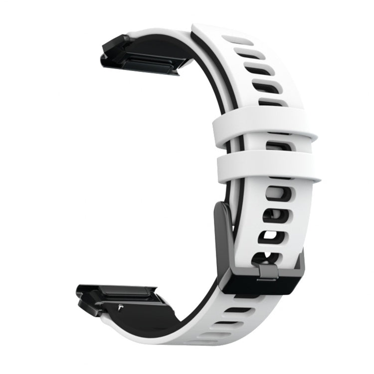Silicone watchband with white strap and black quick-release connectors