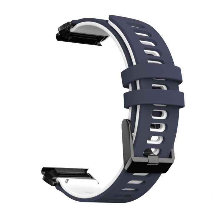 Silicone watchband with navy strap and white quick-release connectors
