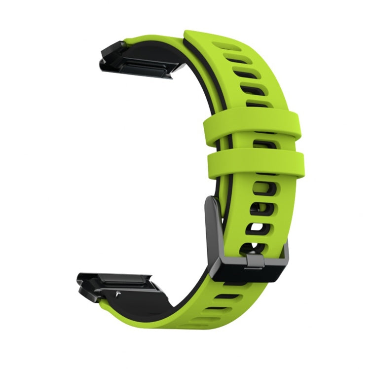 Silicone watchband with lime green strap and black quick-release connectors