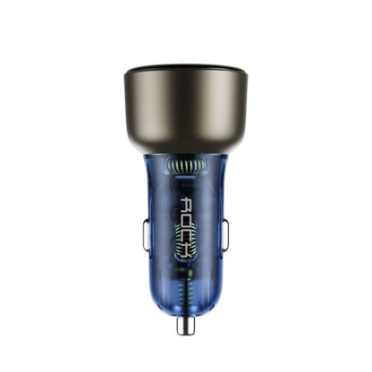 Car USB car charger plug with dual-port face and metal blue body