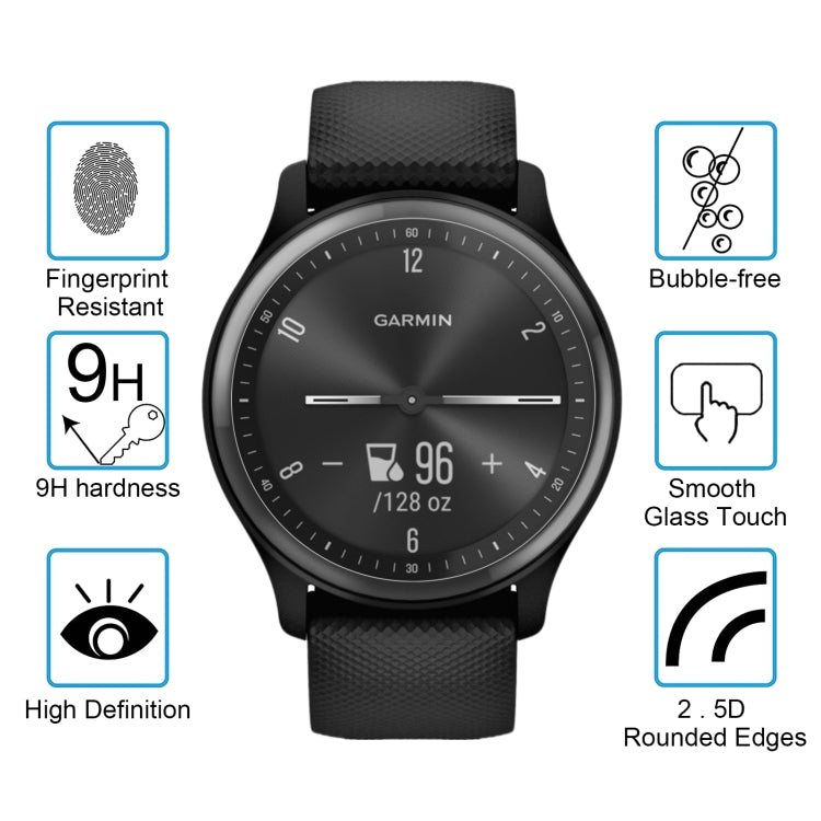 Tempered glass screen protector film with 9H hardness for Garmin smartwatch display