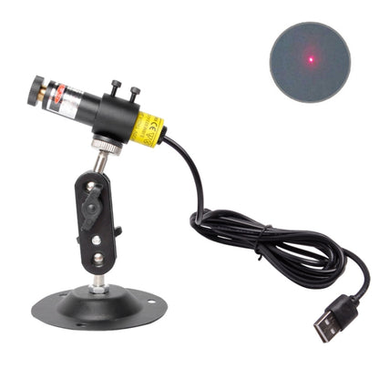 USB laser positioning light with holder and cable, projecting a red dot on target