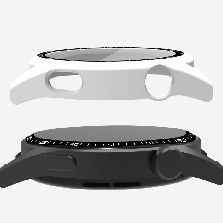 PC watch protective case with tempered glass, black watch cover with side cutouts