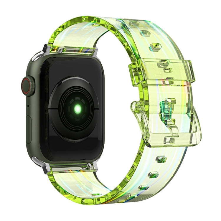 Transparent green silicone watch band for Apple Watch with clasp and adjustment holes