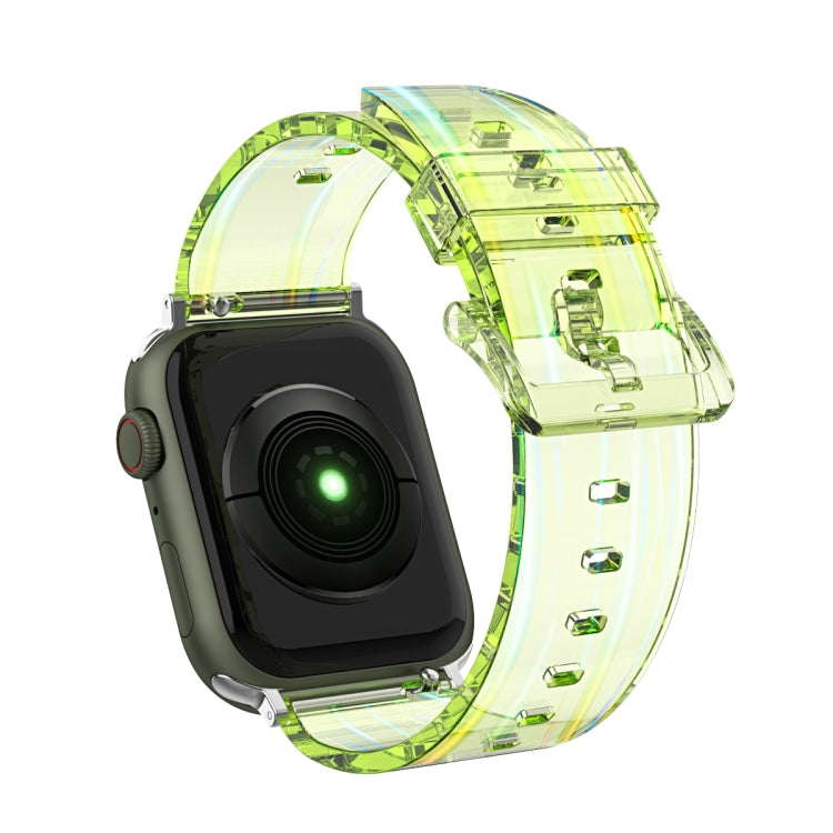 Transparent green silicone watch band for Apple Watch with clasp and perforated strap