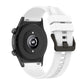 White silicone watch band with striped strap pattern and black connector housing