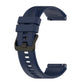 22mm striped silicone watch band, navy blue, with buckle and pin