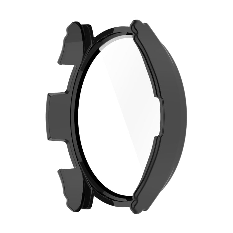Tempered glass watch case for Galaxy Watch4, black bezel with snap-on clips