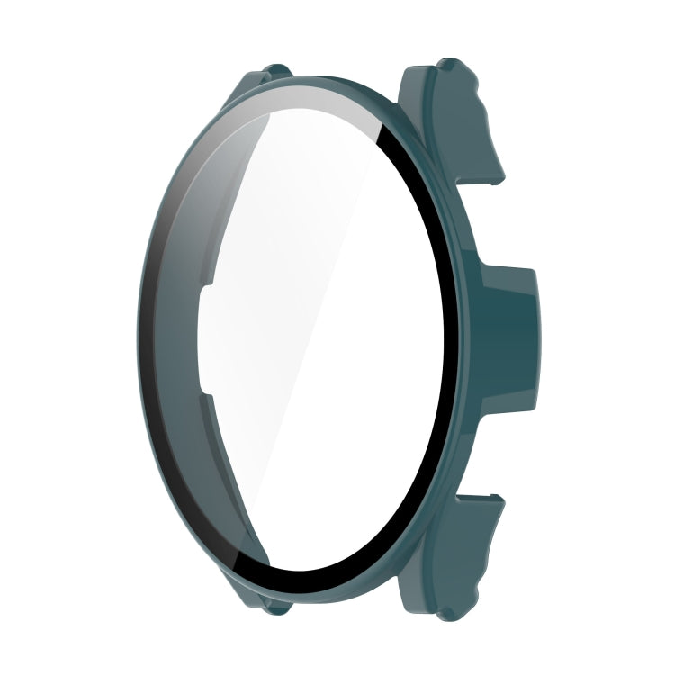 Tempered glass watch case with pine green frame and raised protective ridges