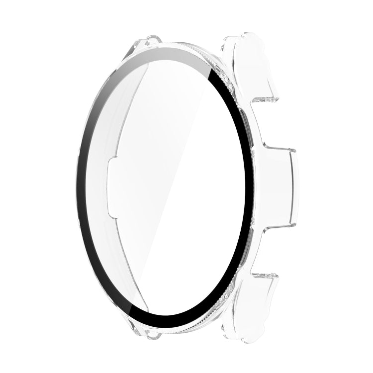 Tempered glass watch case with clear frame and black inner ring