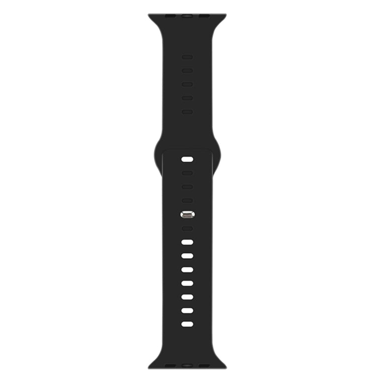 Black liquid silicone watch band with vented holes and metal clasp