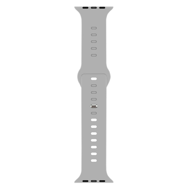 Light gray liquid silicone watch band with adjustable holes and metal clasp