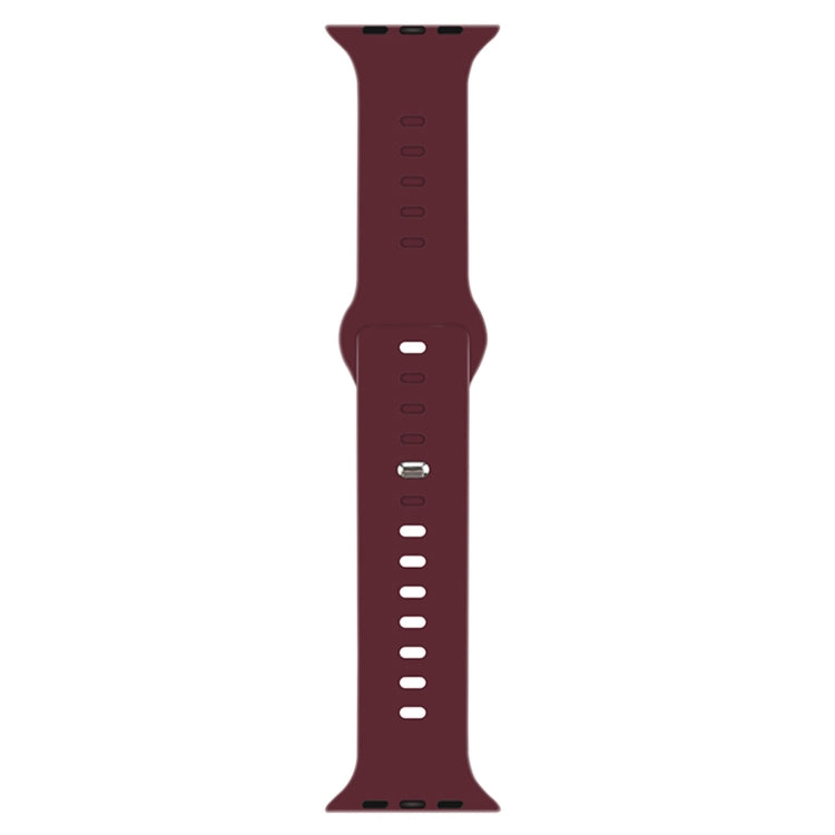 Wine red liquid silicone watch band with adjustable holes and metal clasp