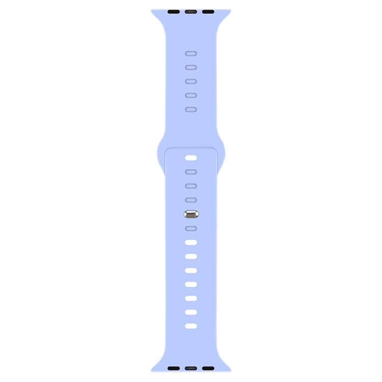 Light blue liquid silicone watch band with adjustable holes and metal clasp