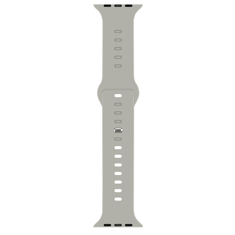 Gray liquid silicone watch band with adjustable holes and metal clasp
