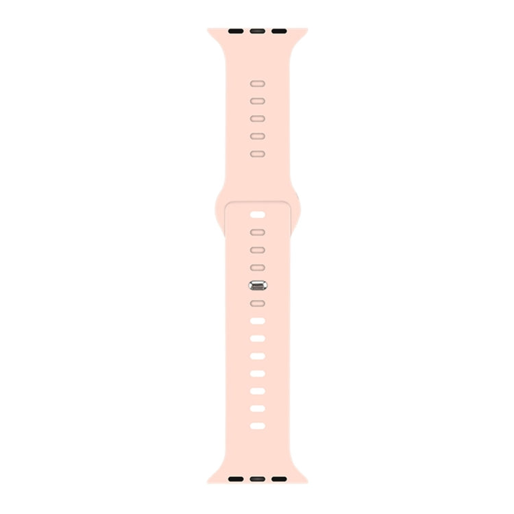 Light pink liquid silicone watch band with adjustable holes and metal clasp