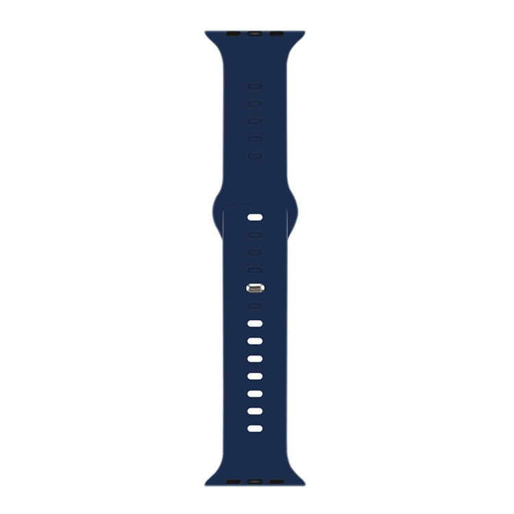 Midnight blue liquid silicone watch band with adjustable holes and metal clasp
