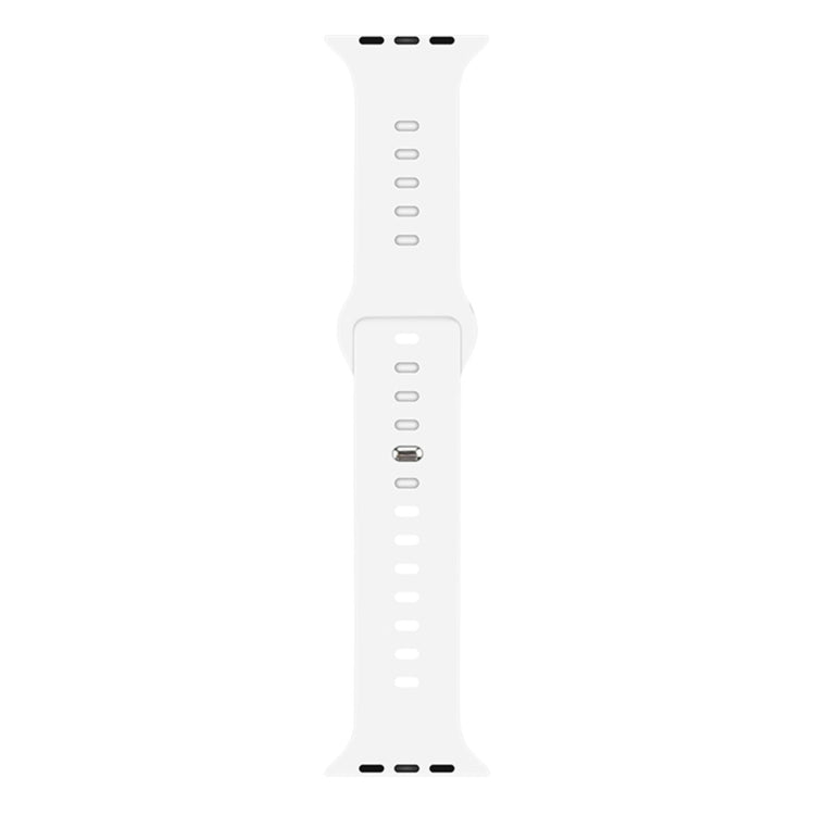 Liquid silicone watch band with pin-and-hole strap, white