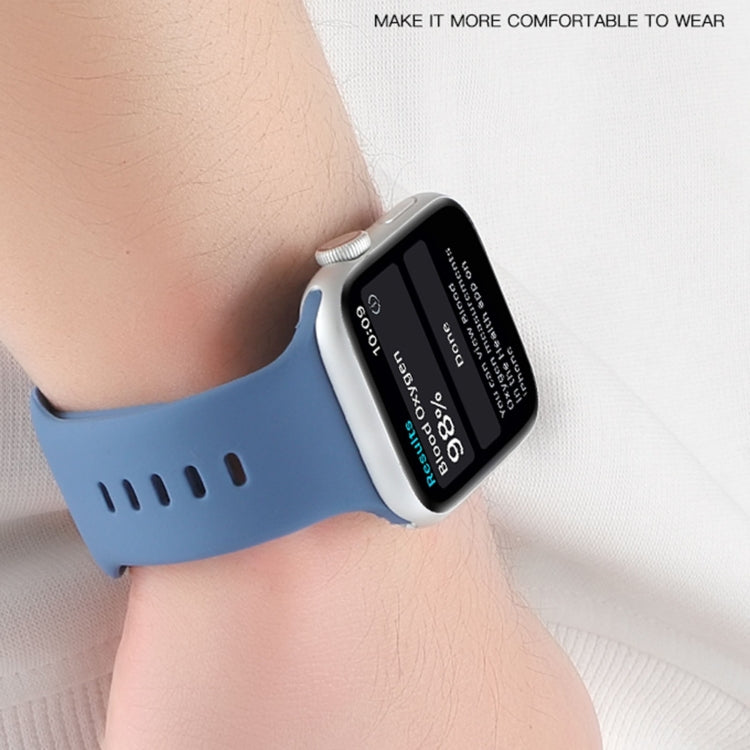Blue liquid silicone watch band with adjustable holes and metal clasp