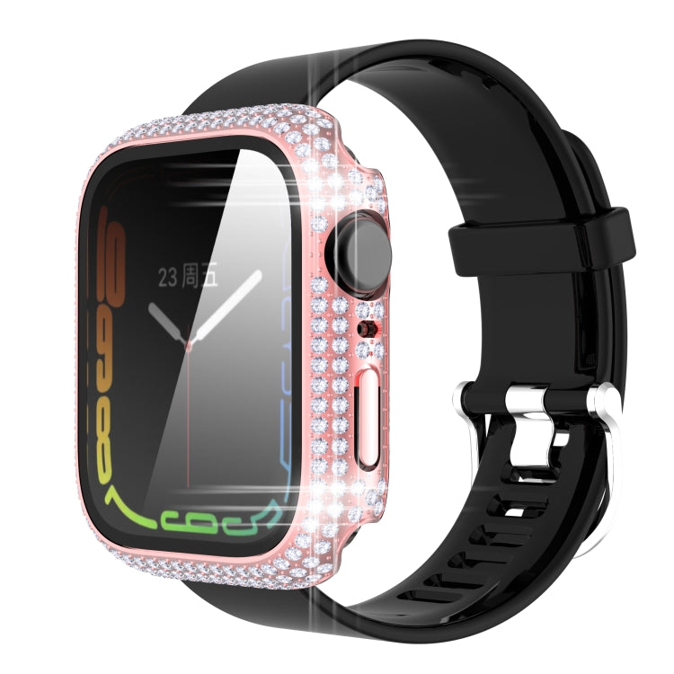 Diamond PC + Tempered Glass Watch Case For Apple Watch Series, 7 41mm, 7 45mm