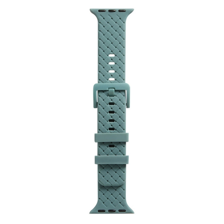 Teal braided silicone watch band with clasp and perforated holes for Apple Watch
