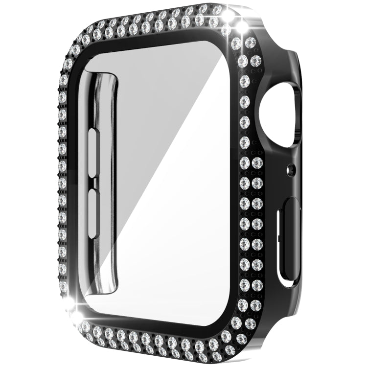 Double-Row Diamond PC+Tempered Glass Watch Case For Apple Watch Series, 3&2&1 38mm, 3&2&1 42mm