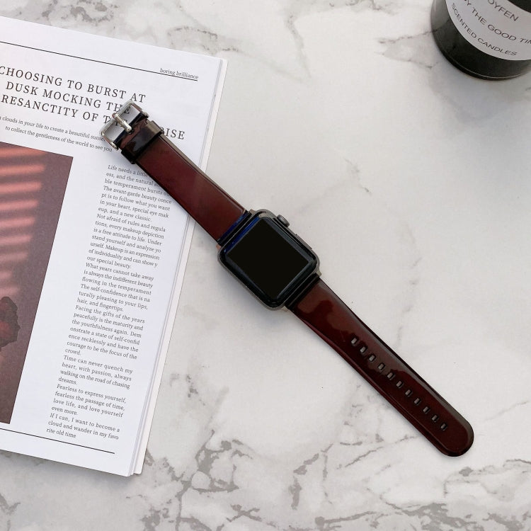 Jelly transparent watch band for Apple Watch with dark brown strap and metal clasp