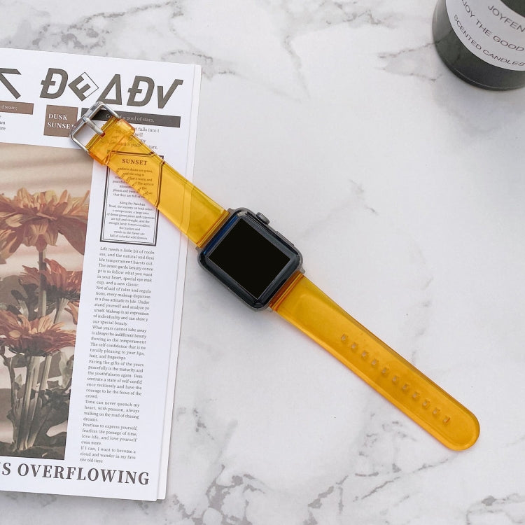 Jelly transparent watch band for Apple Watch with gold strap and metal clasp