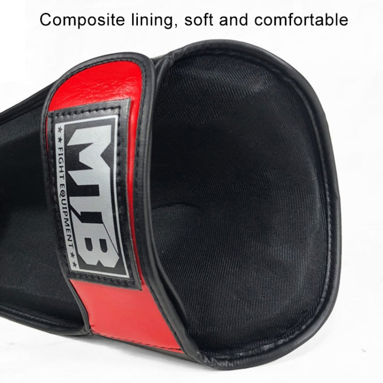 Black and red shin guard interior lining with protective padded panel