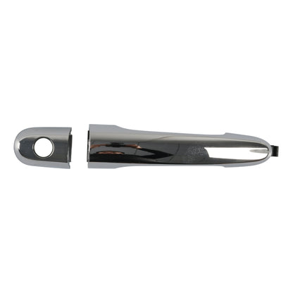 Front left car door outside handle with hole, chrome finish, black mounting base