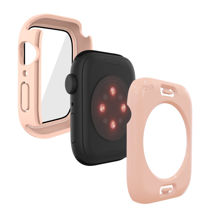 Pink and black watch case covers with screen protection panels