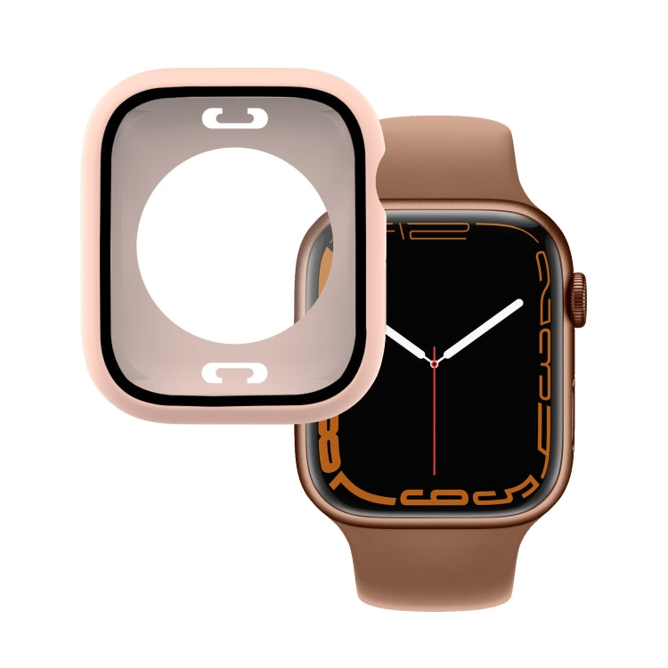 Pink waterproof watch case with tempered glass film, front protective panel
