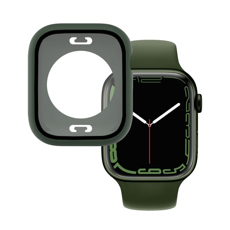 Green waterproof watch case with tempered glass film, front protective panel