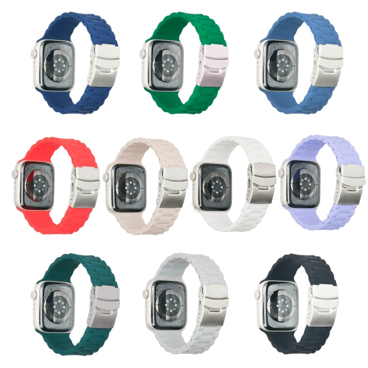 Three-bead watch band set for Apple Watch in multiple colors, each with metal clasp.