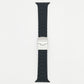 Three-bead watch band for Apple Watch, black silicone strap shown upright with metal clasp.