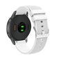 Silicone watch strap with textured pockmarked surface and silver buckle, white band