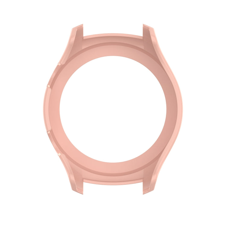 Pink PC protective case shell for smartwatch with open face and bezel frame