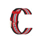 Nylon strap for Huawei B5 in black with red and white stripes and metal buckle.