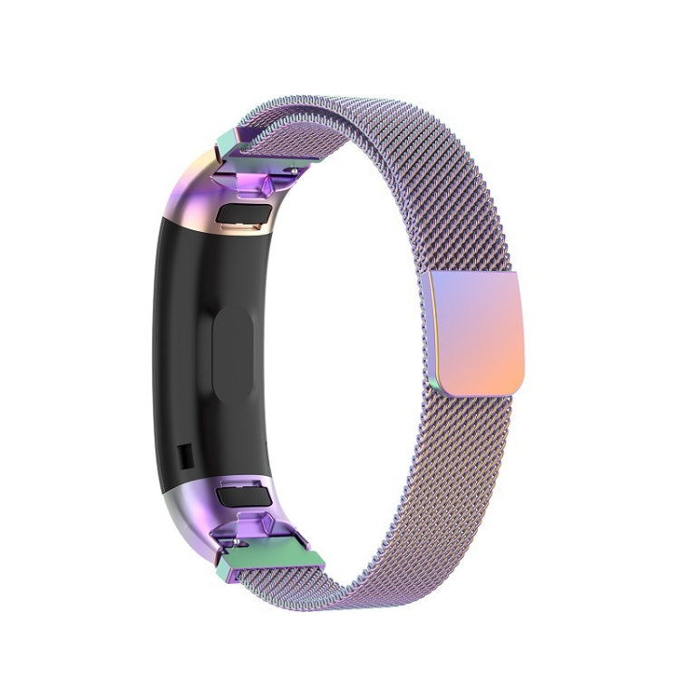 Purple-to-orange gradient milanese watch strap with clasp for Huawei Band 3 & 4 Pro.