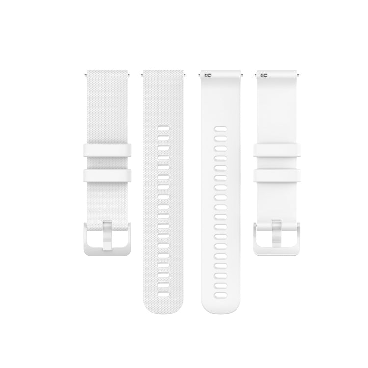 Set of white silicone smartwatch wristbands with perforated straps and metal buckle