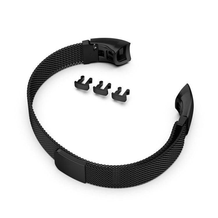 Black milanese watch wristband strap with extra clasp brackets included.