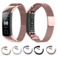 Assorted color milanese watch wristbands with matching clasp pieces and watch bodies.
